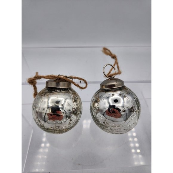 Vintage Kugel Style Silver Crackle Mercury Glass Ball Christmas Ornament - Picture 1 of 8